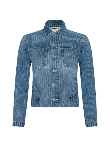 L'Agence Women's Janelle Slim Raw Denim Jacket | Thumbnail 1