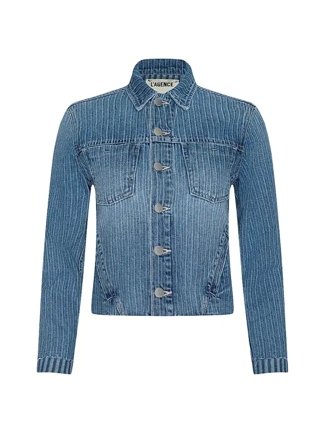 L'AGENCE Women's Janelle Slim Raw Denim Jacket - Carmel