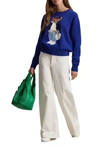 Polo Ralph Lauren Women's Polo Bear Cotton Crewneck Sweater - Sporting Royal | Thumbnail 2
