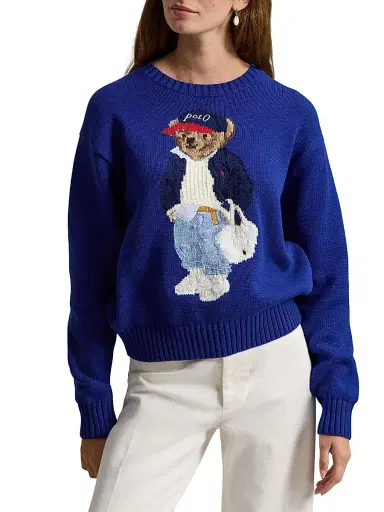 Polo Ralph Lauren Women's Polo Bear Cotton Crewneck Sweater - Sporting Royal | Thumbnail 3