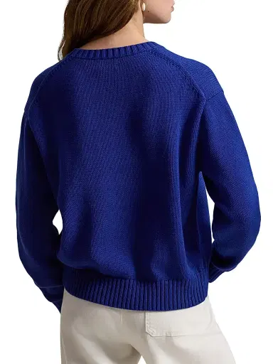 Polo Ralph Lauren Women's Polo Bear Cotton Crewneck Sweater - Sporting Royal | Thumbnail 4