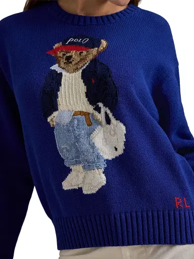 Polo Ralph Lauren Women's Polo Bear Cotton Crewneck Sweater - Sporting Royal | Thumbnail 5