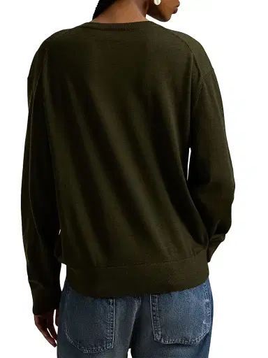 Polo Ralph Lauren Women's Logo-Embroidered Wool Sweater - Harvest Olive | Thumbnail 4