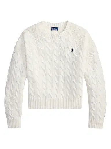 Polo Ralph Lauren Women's Logo Cable-Knit Cotton Sweater - White | Thumbnail 1