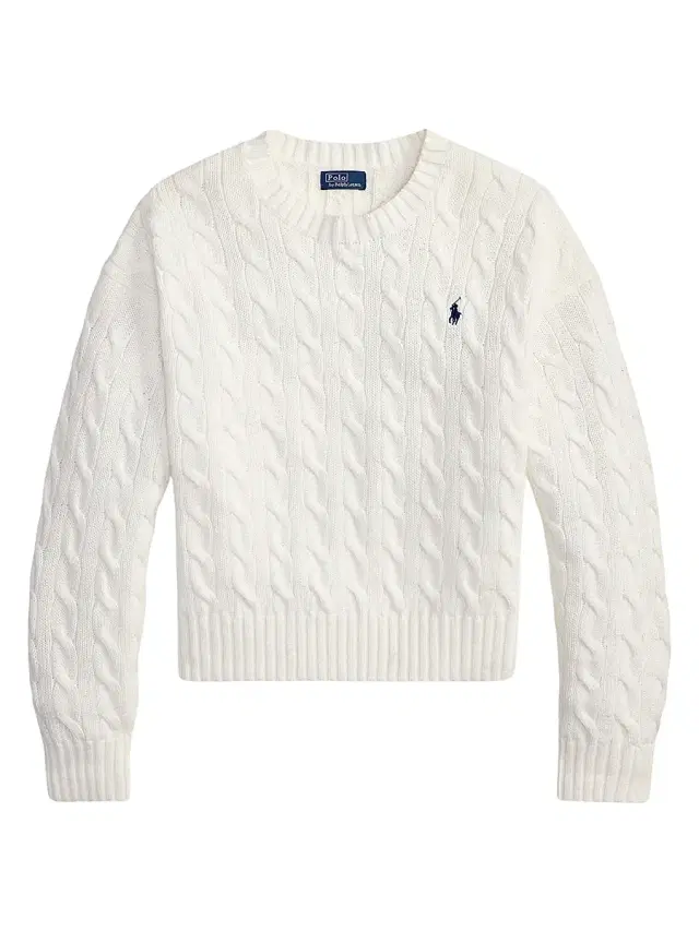 Polo Ralph Lauren Women's Logo Cable-Knit Cotton Sweater - White