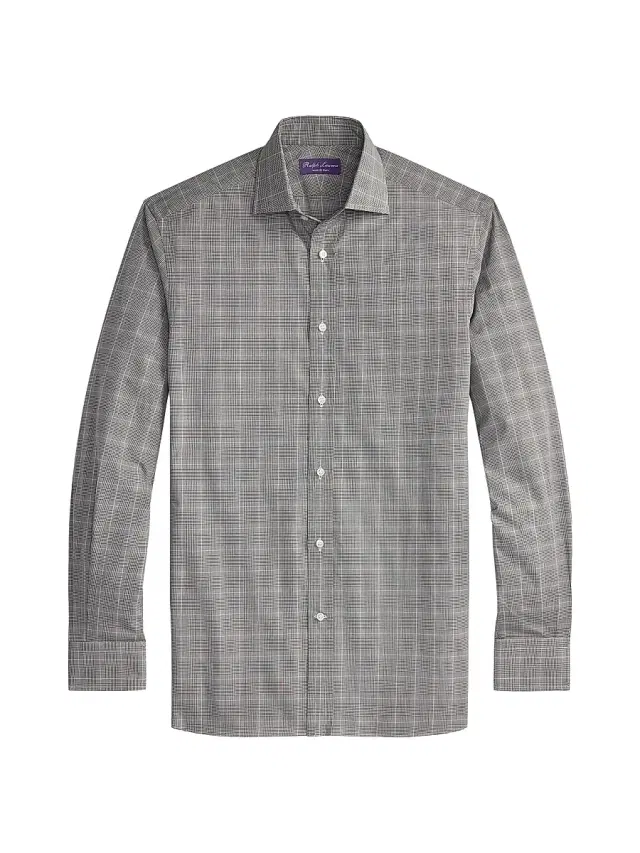 Ralph Lauren Purple Label Men's Aston Glen Check Cotton Dress Shirt - Black White