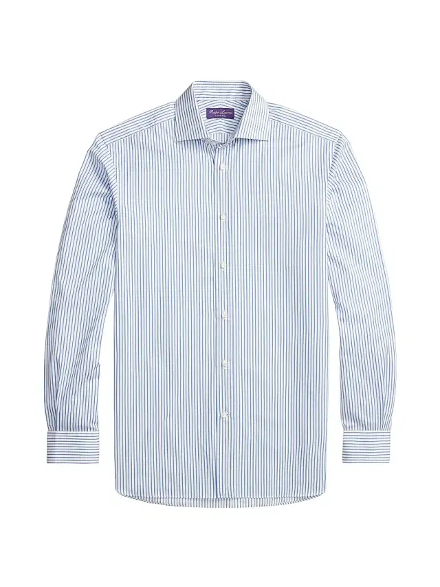 Ralph Lauren Purple Label Men's Striped-Cotton Dress Shirt - White Blue