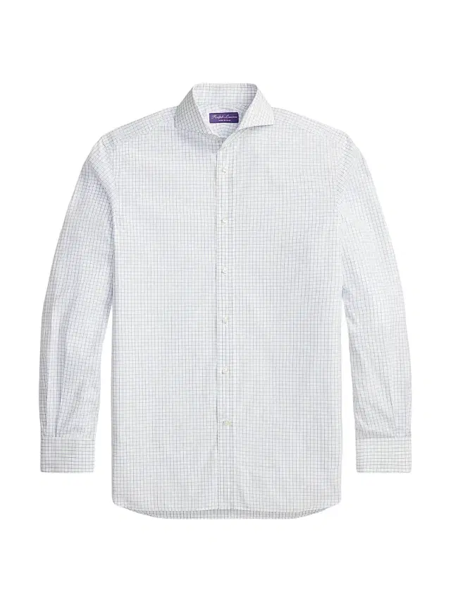 Ralph Lauren Purple Label Men's Keaton Tattersall Cotton Dress Shirt - Blue White