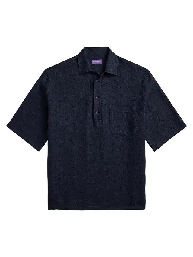 Ralph Lauren Purple Label Men's Basket-Weave Linen-Blend Short-Sleeve Sport Shirt - Chairman Navy