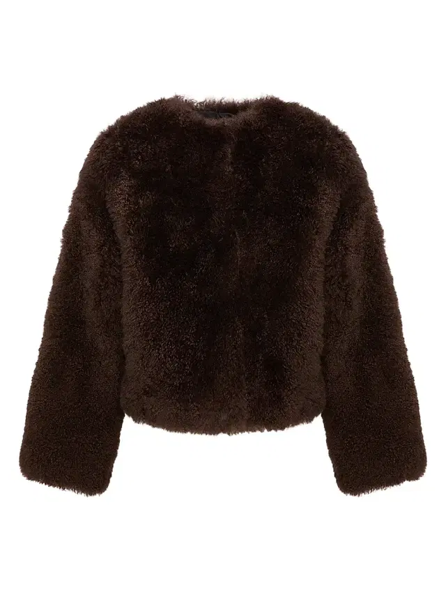 Yves Salomon Women's Shearling Collarless Jacket - Mocha