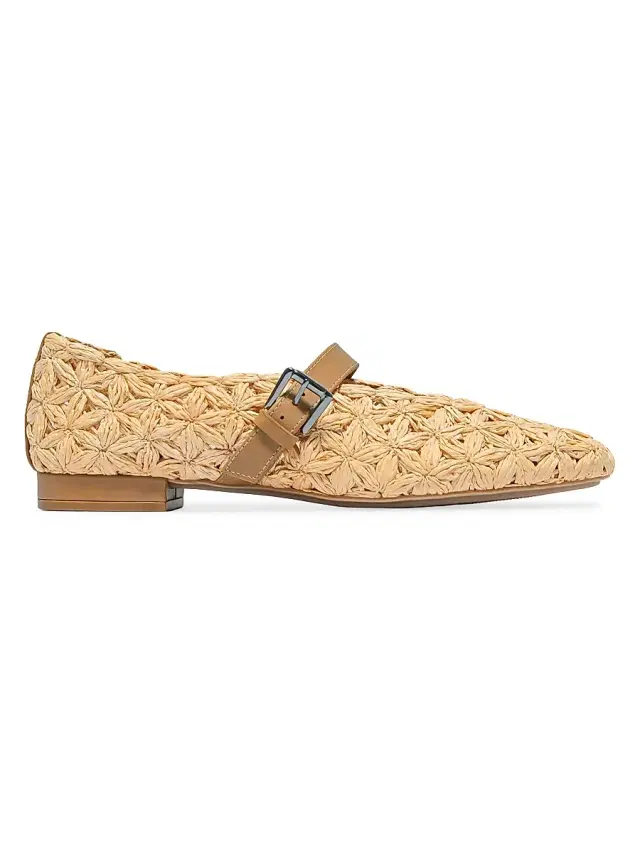 Bernardo Women's Borden Raffia Mary Jane Flats - Light Natural