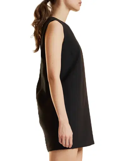 CYNTHIA ROWLEY Women's Silk-Wool Sleeveless Shift Minidress - Black - Size XS | Thumbnail 2 CYNTHIA ROWLEY Women's Silk-Wool Sleeveless Shift Minidress - Black - Size XS | Thumbnail 2