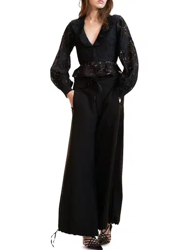 CYNTHIA ROWLEY Women's Lace V-Neck Peplum Blouse | Thumbnail 4