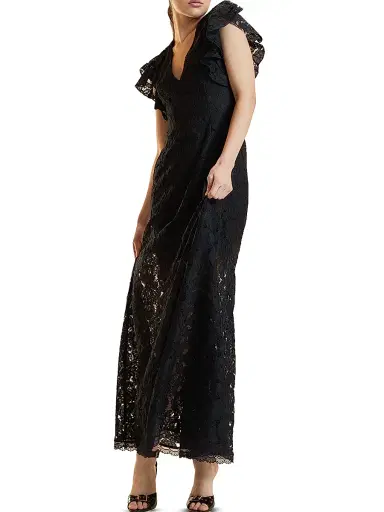 CYNTHIA ROWLEY Women's Lace Flutter Sleeve Maxi Dress - Black - Size 10 | Thumbnail 3 CYNTHIA ROWLEY Women's Lace Flutter Sleeve Maxi Dress - Black - Size 10 | Thumbnail 3