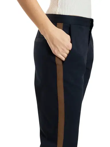 CYNTHIA ROWLEY Women's Riley Side-Stripe Cotton Flared Crop Pants - Navy - Size 8 | Thumbnail 4 CYNTHIA ROWLEY Women's Riley Side-Stripe Cotton Flared Crop Pants - Navy - Size 8 | Thumbnail 4