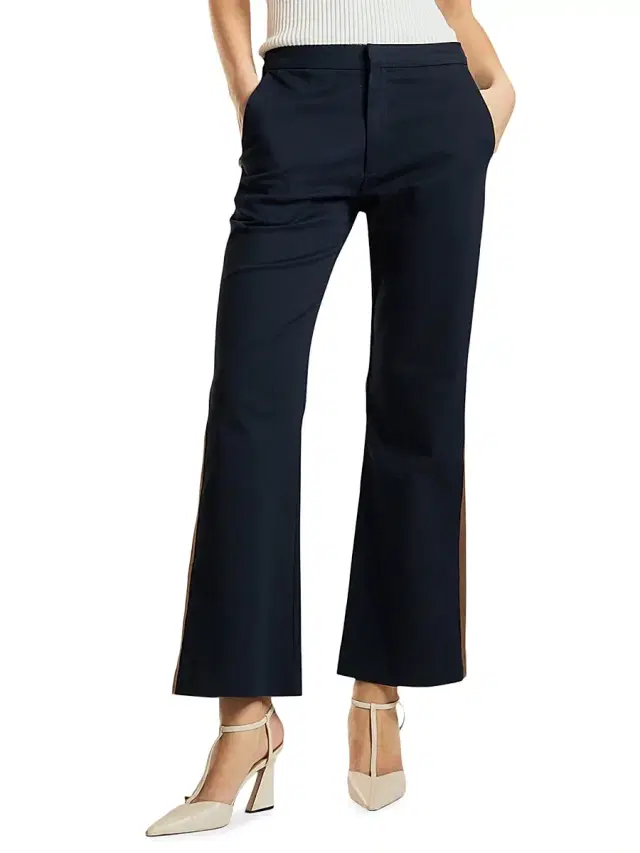 Cynthia Rowley Women's Riley Side-Stripe Cotton Flared Crop Pants - Navy