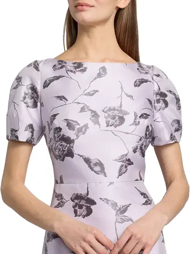 Kay Unger Women's Joyce Floral Jacquard Gown - Light Violet - Size 16 | Thumbnail 6