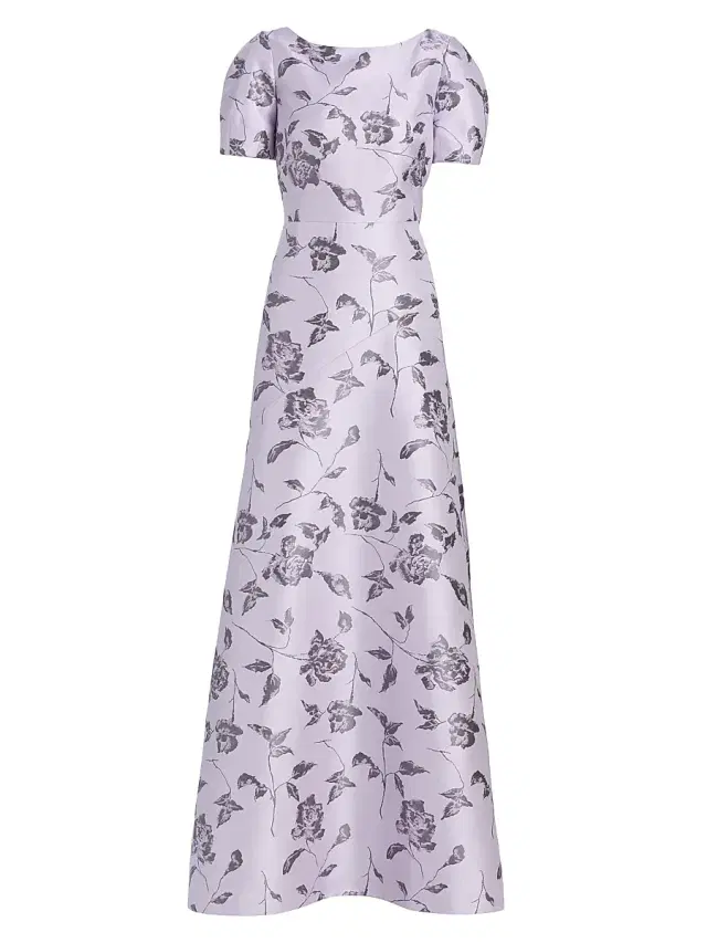 Kay Unger Women's Joyce Floral Jacquard Gown - Light Violet