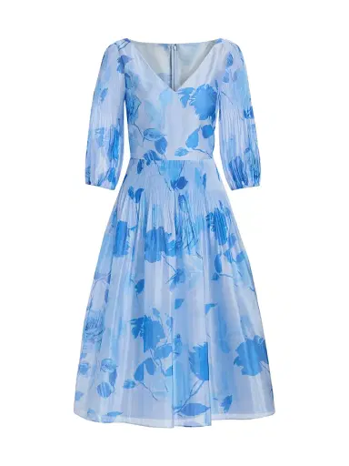Kay Unger Women's Georgina Floral Micro Pleat Midi-Dress | Thumbnail 1