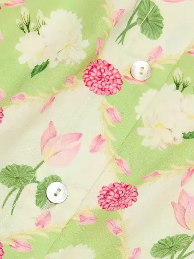 Verandah Women's Floral Cotton Poplin Crop Shirt - Sage Green And Lotus | Thumbnail 7