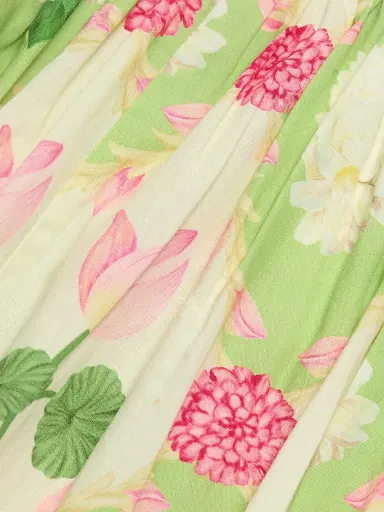 Verandah Women's Floral Paneled Cotton Maxi Skirt - Sage Green And Lotus | Thumbnail 7 Verandah Women's Floral Paneled Cotton Maxi Skirt - Sage Green And Lotus | Thumbnail 7