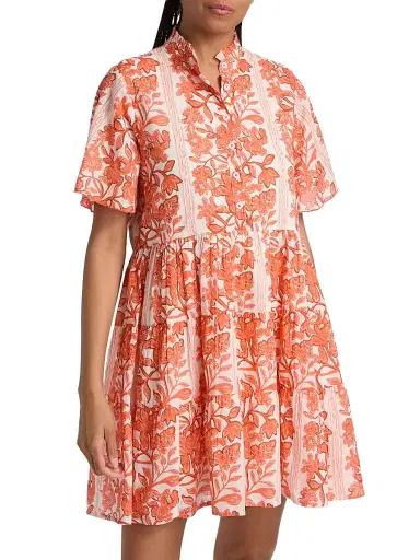Ro's Garden Women's Vibeka Floral Cotton A-Line Minidress - Orange - Size XL | Thumbnail 3 Ro's Garden Women's Vibeka Floral Cotton A-Line Minidress - Orange - Size XL | Thumbnail 3