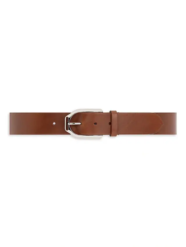 Men's Vachetta Leather Belt - Tan Silver