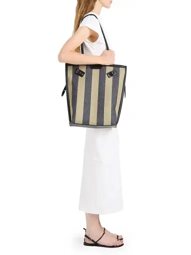 Proenza Schouler Women's North South Days Striped Canvas Tote Bag - Moss Black | Thumbnail 3