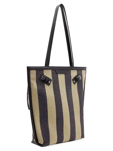 Proenza Schouler Women's North South Days Striped Canvas Tote Bag - Moss Black | Thumbnail 4