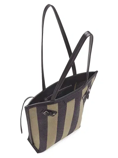 Proenza Schouler Women's North South Days Striped Canvas Tote Bag - Moss Black | Thumbnail 5