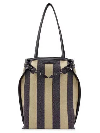 Proenza Schouler Women's North South Days Striped Canvas Tote Bag - Moss Black | Thumbnail 6