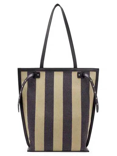 Proenza Schouler Women's North South Days Striped Canvas Tote Bag - Moss Black | Thumbnail 1