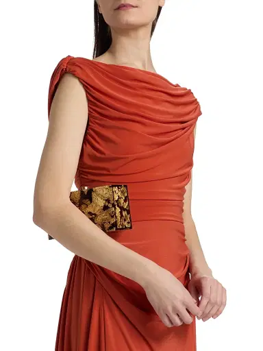 Amsale Women's Jersey Cowlback A-Line Gown - Terracotta | Thumbnail 6