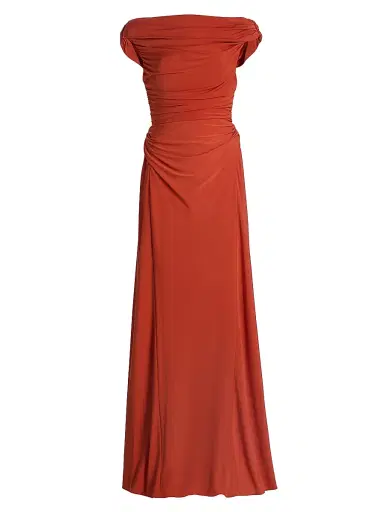 Amsale Women's Jersey Cowlback A-Line Gown - Terracotta | Thumbnail 1