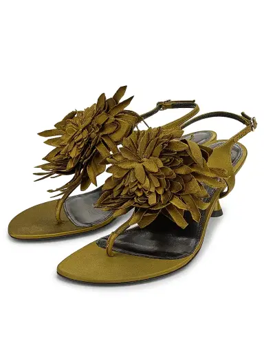 Proenza Schouler Women's Tee 60MM Flower Satin Sandals - Pistachio | Thumbnail 2