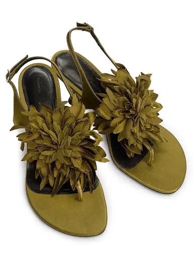 Proenza Schouler Women's Tee 60MM Flower Satin Sandals - Pistachio | Thumbnail 4