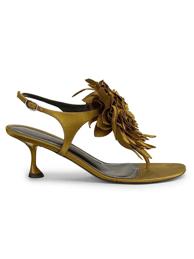 Proenza Schouler Women's Tee 60MM Flower Satin Sandals - Pistachio
