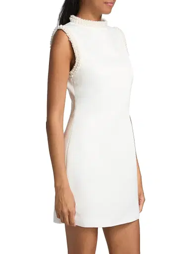 Elliatt Women's Sia Pearl-Trim High-Neck Satin Minidress - White | Thumbnail 4 Elliatt Women's Sia Pearl-Trim High-Neck Satin Minidress - White | Thumbnail 4