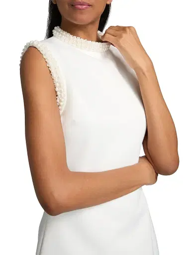 Elliatt Women's Sia Pearl-Trim High-Neck Satin Minidress - White | Thumbnail 6 Elliatt Women's Sia Pearl-Trim High-Neck Satin Minidress - White | Thumbnail 6