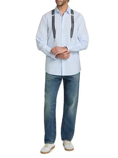 Moschino Men's Trompe L'Oeil Cotton Shirt - Violet | Thumbnail 2 Moschino Men's Trompe L'Oeil Cotton Shirt - Violet | Thumbnail 2