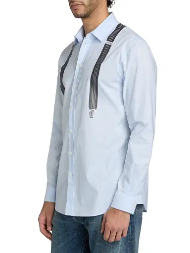 Moschino Men's Trompe L'Oeil Cotton Shirt - Violet | Thumbnail 4 Moschino Men's Trompe L'Oeil Cotton Shirt - Violet | Thumbnail 4