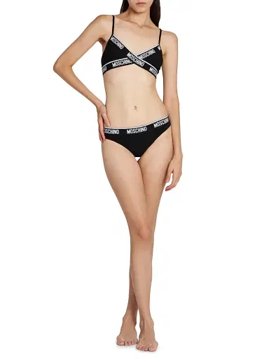 MOSCHINO Women's 2-Pack Logo Stretch-Cotton Brief Set - Black - Size XL | Thumbnail 2