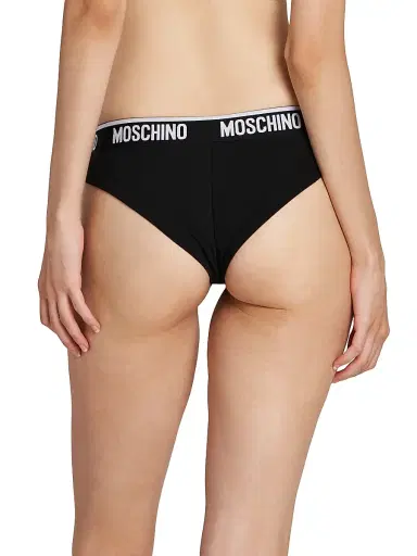MOSCHINO Women's 2-Pack Logo Stretch-Cotton Brief Set - Black - Size XL | Thumbnail 4