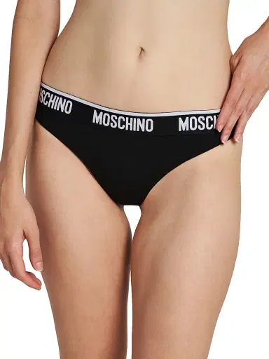 MOSCHINO Women's 2-Pack Logo Stretch-Cotton Brief Set - Black - Size XL | Thumbnail 5