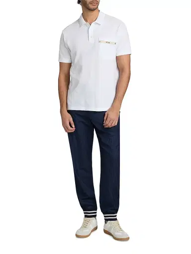 MOSCHINO Men's Label Pocket Cotton Polo Shirt - White - Size 42 | Thumbnail 2 MOSCHINO Men's Label Pocket Cotton Polo Shirt - White - Size 42 | Thumbnail 2
