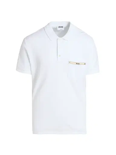 MOSCHINO Men's Label Pocket Cotton Polo Shirt - White - Size 42 | Thumbnail 1 MOSCHINO Men's Label Pocket Cotton Polo Shirt - White - Size 42 | Thumbnail 1