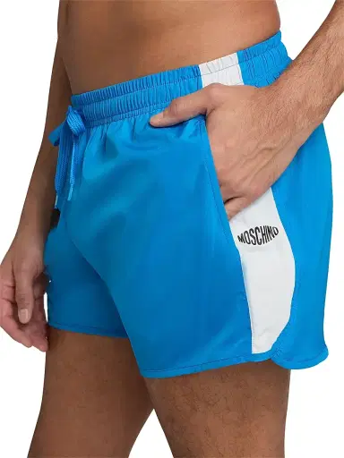 MOSCHINO Men's Striped Drawstring Swim Shorts - Blue - Size 44 | Thumbnail 5 MOSCHINO Men's Striped Drawstring Swim Shorts - Blue - Size 44 | Thumbnail 5