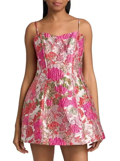 Elliatt Women's Floralie Strapless Jacquard Tulip Minidress - Pink Floral | Thumbnail 3