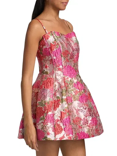 Elliatt Women's Floralie Strapless Jacquard Tulip Minidress - Pink Floral | Thumbnail 4