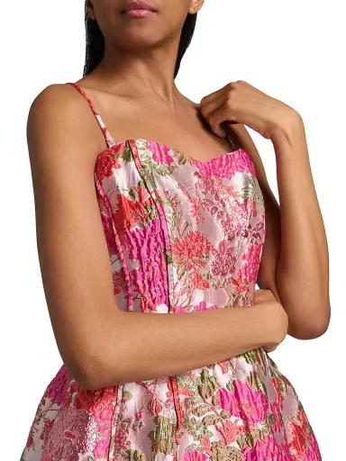 Elliatt Women's Floralie Strapless Jacquard Tulip Minidress - Pink Floral | Thumbnail 6